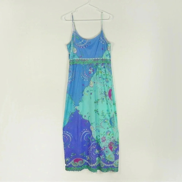 RARE Vintage 60s Emilio Pucci Formfit Rogers Iconic Blue Paisley Maxi Slip Dress - Picture 9 of 14